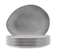 AltoBuy Set de 6 Assiettes Plates Galet en céramique au grés du Temps Gris (27.5x23cm) - Galet