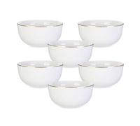 AltoBuy Set de 6 Bols Blancs en Porcelaine avec liseré doré (50cl) - Aura
