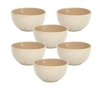 AltoBuy Set de 6 Bols en céramique Beige Motif Mandala (65cl) - AKKA