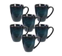 AltoBuy Set de 6 Mugs 30cl en céramique au grés du Temps Bleu - Galet