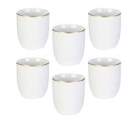 AltoBuy Set de 6 Tasses Blanches en Porcelaine avec liseré doré (18cl) - Aura