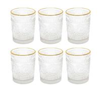 AltoBuy Set de 6 Verres 25cl en Verre avec reliefs géométriques et liseré doré