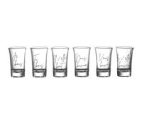 AltoBuy Set de 6 Verres à Shot en Verre avec Message Conjugaison du verbe Boire (45 ML)