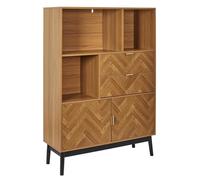 AltoBuy SIXTYS - Bibliothèque Aspect Bois Décor Chevrons Piétement Noir