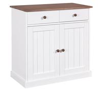 SOCOA - Buffet 2 Portes 2 Tiroirs Bois Massif Vernis Sepia et Blanc -