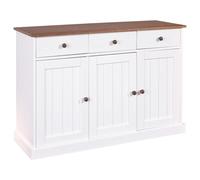 AltoBuy SOCOA - Buffet 3 Portes 3 Tiroirs Bois Massif Vernis Sepia et Blanc