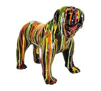AltoBuy Statue Chien Molosse en Résine Noir Coulures Multicolores - MAROS