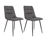 AltoBuy STRIB - Lot de 2 Chaises Tissu Gris Foncé et Piétement Acier
