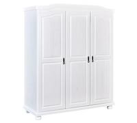 AltoBuy Sydney - Armoire 3 Portes + Penderie Bois Massif Vernis Blanc