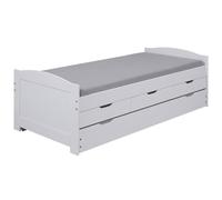 AltoBuy Sydney - Lit Gigogne 90x200cm + 3 Tiroirs Bois Massif Vernis Blanc