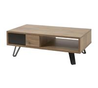 AltoBuy Table Basse 1 tiroir Aspect chêne Miel et Noir Mat - SÉLÈNE