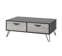 AltoBuy Table Basse 2 tiroirs Aspect Bois grisé et Noir - Brooklyn