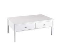AltoBuy Table Basse 2 tiroirs en pin Massif Vernis Blanc - Dorie