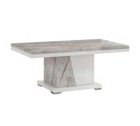 AltoBuy Table Basse Pied Central Blanche et Aspect marbre Gris-Brun - NERVY