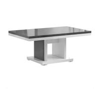 AltoBuy Table Basse Pied Central laqué Blanc et Imitation Granit Gris - Newell