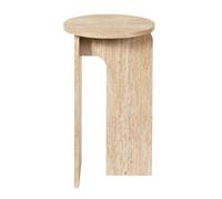 Table d'appoint Ø30cm plateau et piétements en MDF aspect travertin - VERTINA