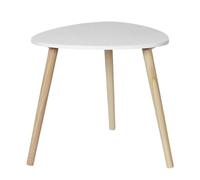 AltoBuy Table d'appoint Forme Triangulaire H40cm Blanche Pieds en pin Massif - Karen