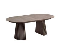 AltoBuy Table Extensible Ovale Pied Relief MDF Placage Chêne fumé - Dublin