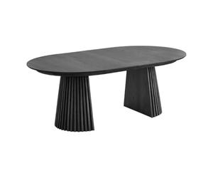AltoBuy Table Extensible Ovale Pied Relief MDF Placage Chêne Noir - Dublin