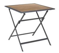 BAHIANA - Table pliante métal laqué gris et plateau en verre trempé effet bois - Altobuy Gris G