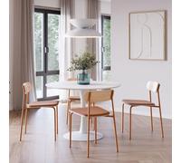 AltoBuy Table Ronde Blanche + 4 chaises Bois et métal Brique - CANTIQUE