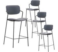 ALTOBUY Tabouret de bar AKIMA Lot de 4 - Structure métal noir, assise et dossier PU brique, H68cm Rouge
