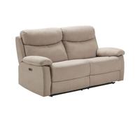TARIFA - Canapé 3 Places Relax Electrique Beige Tissu Waterproof