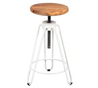 AltoBuy Thibert - Tabouret Métal Blanc et Bois Massif