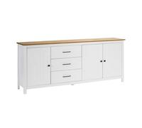 AltoBuy Tina - Buffet Bas 3 Portes 3 Tiroirs Bois Ciré et Blanc