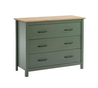 AltoBuy Tina - Commode 3 Tiroirs Bois Ciré Coloris Vert