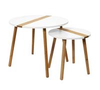 AltoBuy TRAZEN - Lot de 2 Tables Gigognes Blanches et Relief Bambou
