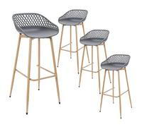 AltoBuy TRESSIE - Lot de 4 Tabourets Gris Pieds Effet Bois Verni