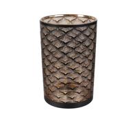 AltoBuy Vase Cylindrique en Verre Noir et Cuivre à Motifs - Maury