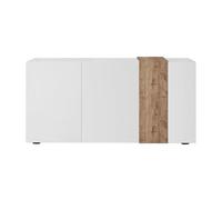 AltoBuy Vesuvio Blanc - Buffet 3 Portes Laqué Blanc et Aspect Bois Finition Cadiz