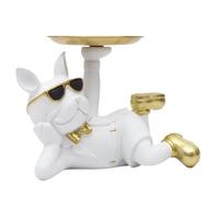 AltoBuy Vide-Poche Bulldog couché Blanc et Or Plateau servi