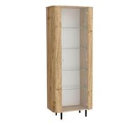 AltoBuy Vitrine 1 Porte Aspect Bois Finition Cadiz Design Coins arrondis Pieds métal Noir - VIVARINI