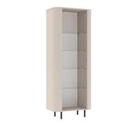 AltoBuy Vitrine 1 Porte Finition laqué Beige Design Coins arrondis Pieds métal Noir - LYNA