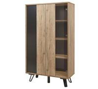 AltoBuy Vitrine 2 Portes Aspect chêne Miel et Noir Mat - SÉLÈNE