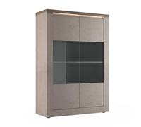 AltoBuy Vitrine 2 Portes Aspect minéral Bronze Plateau Bois Mercure avec LED - ISALIA Bronze