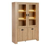 AltoBuy Vitrine 4 Portes avec éclairage LEDs Aspect Bois Finition Castel Oak - Anatole