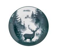 Altom Design Assiette à dessert en porcelaine - Assiette à dessert - Assiette de Noël - Motif forêt secrète - Motif cerf - 20 cm