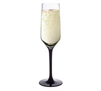 Altom Design Lot de 6 verres à vin à long pied noir dans une boîte cadeau Rubis (flûtes à champagne - 220 ml)