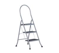 Altrex Cromato Silver Échelle Ménagère - Aluminium - 3 Marches - Avec Barre De Sécurité - Hauteur De Travail Max. 2,7 M