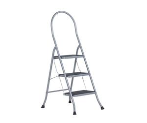 Altrex Cromato Silver Échelle Ménagère - Aluminium - 3 Marches - Avec Barre De Sécurité - Hauteur De Travail Max. 2,7 M