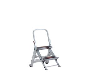 Altrex Safety Step 2 Escabeau - Simple - Aluminium - 2 Marches - Avec Barre D'appui - Hauteur De Travail Max. 2,45 M