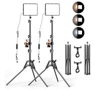 ALTSON Kit de 2 lumières vidéo LED de Studio, 2700-6500 K, kit d'éclairage de Photographie réglable avec Support trépied et Support pour téléphone, lumière de Transmission rotative de 30,5 cm