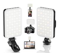 Lot de 2 lampes à selfie portables à 60 LED rechargeables pour téléphone 2200 mAh IRC 97+, 3 modes d'éclairage pour téléphone, iPhone, webcam, TikTok, photo, maquillage, accessoire photographie