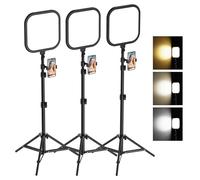 ALTSON Lot de 3 Panneaux Lumineux vidéo LED, 2500-8500 K, lumières de Studio à intensité Variable avec trépied et Support de téléphone, kit d'éclairage de Photographie de 198,1 cm pour Enregistrement