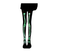 Altsuceser Bas imprimé os phosphorescents Halloween squelette femme collant fantôme jambe contrastée couleur la nuit lumineux maille fine, Vert, S