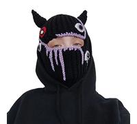 Altsuceser Bonnet d'hiver de Halloween Balaclava tricoté, bonnet avec oreilles mignonnes, bonnet à cornes pour adultes et enfants